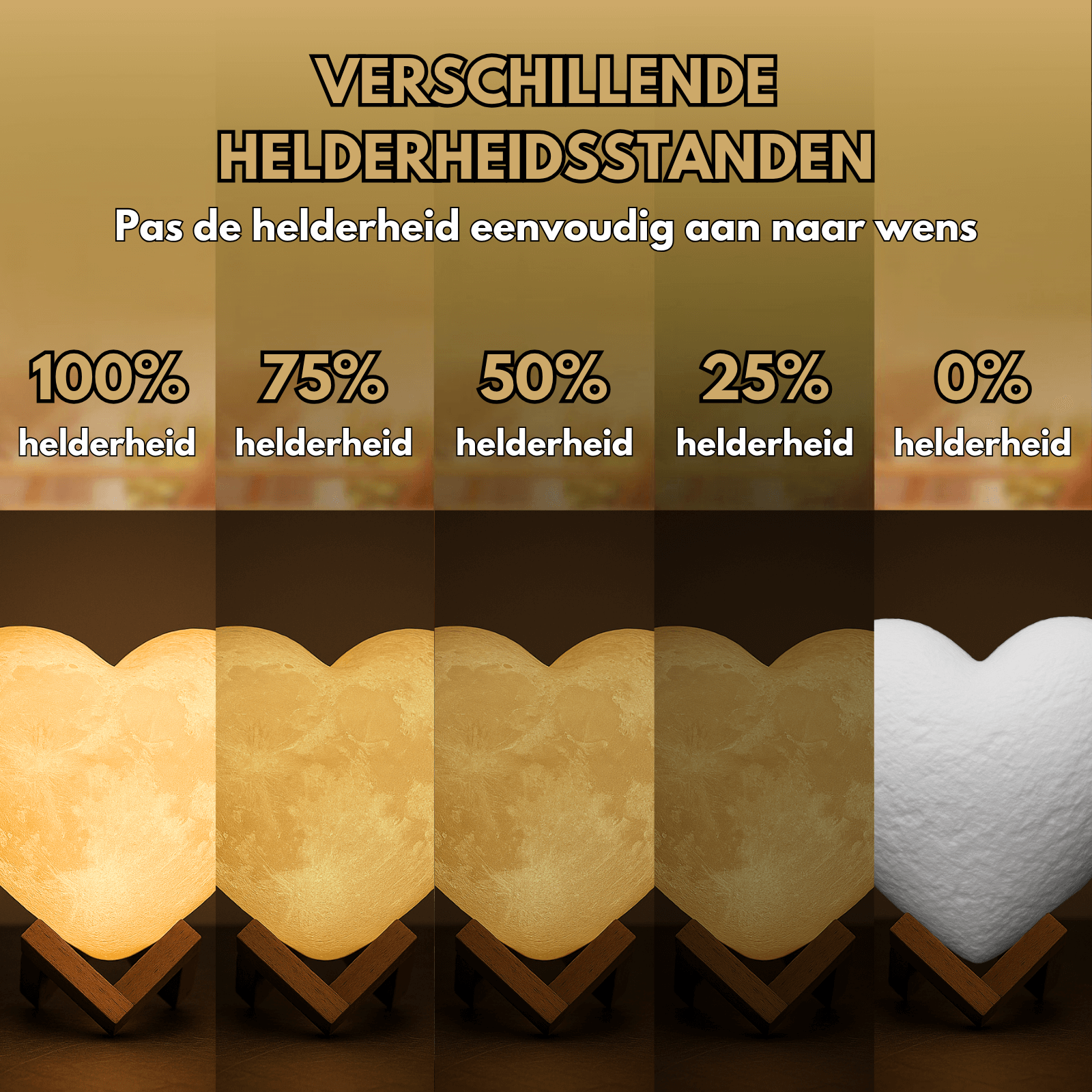 Gepersonaliseerde Maanlamp - Hart Tafellamp