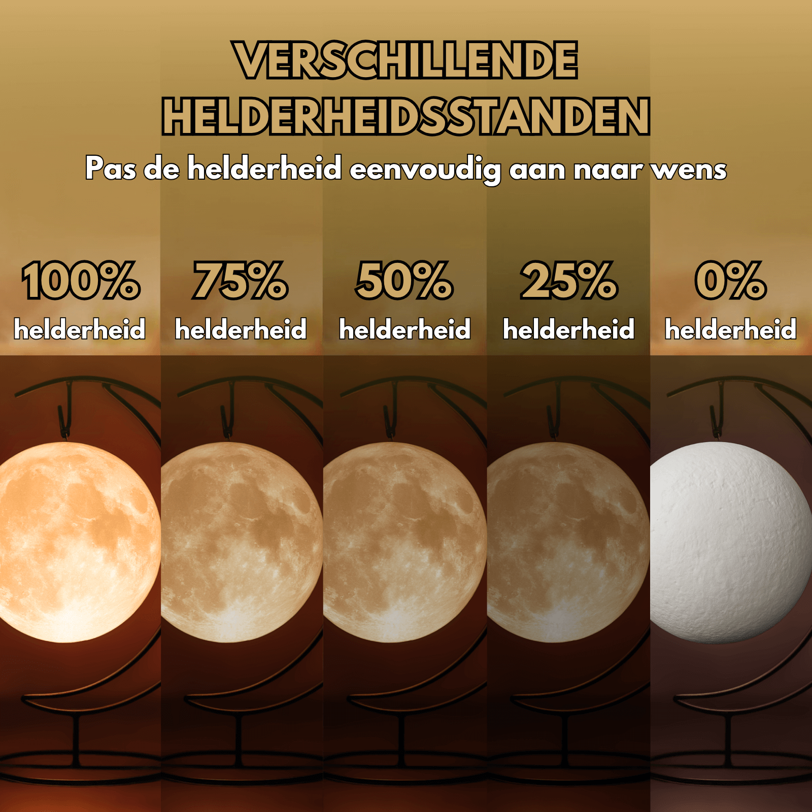 Gepersonaliseerde Maanlamp met Ophangbeugel Helderheidsstanden